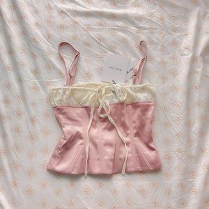 With Jean Sylvie Corset Top in Baby Pink XXS